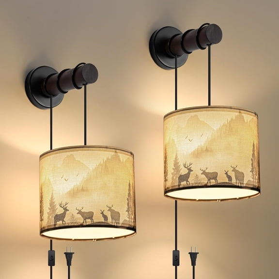 Black Battery Operated Wall Sconce Set of Two, Remote Control Battery Operated Wall Lights, Glass Battery Wall Sconce with Crystal Bulb, Modern Rechargeable Wall Lights for Bedroom