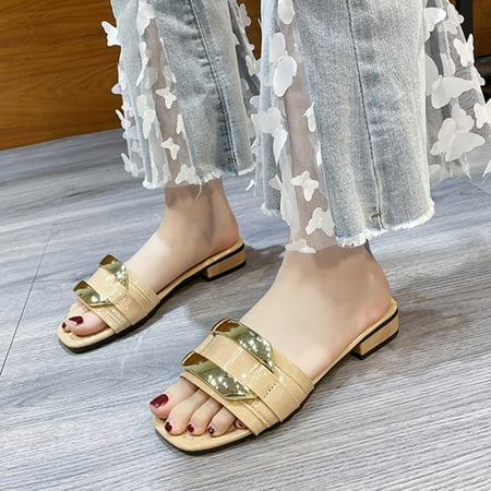 

Christmas Ladies Shoes Summer Slipper Fashion British Style Heel Slipper