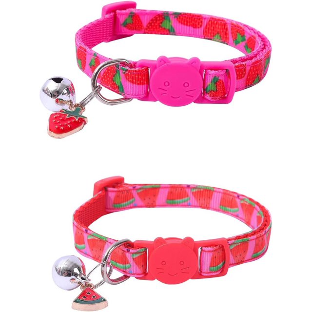 Collar para gato ZHAOCHENG de 2 piezas ajustable con campana y accesorios de frutas