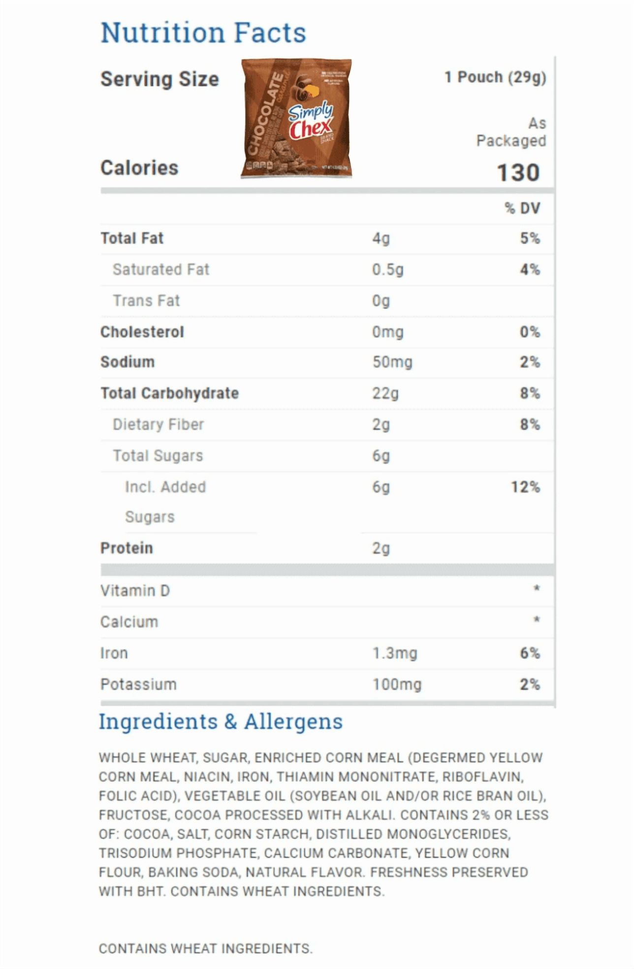 Simply Chex Snack Mix, Chocolate Caramel, 1.03 oz Bags, Pack of 16, Bundled By Shoppyway