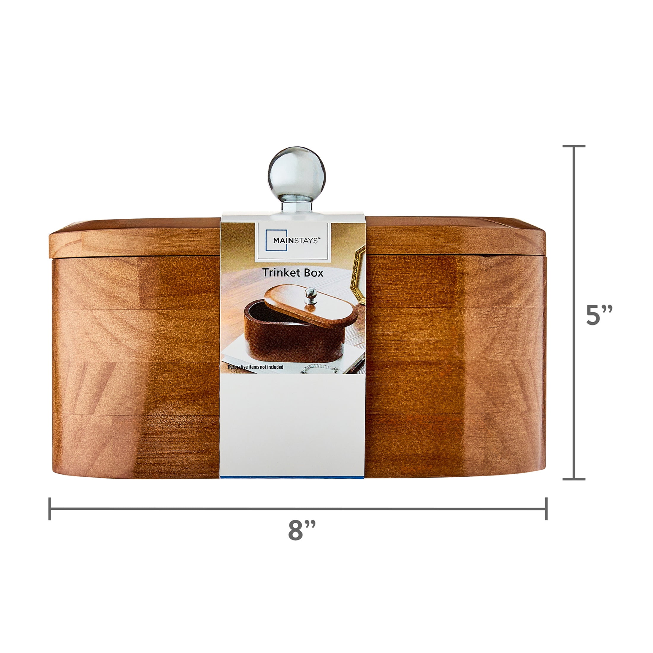 Mainstays Wooden Decorative Tabletop Capsule Box with Chrome Handles