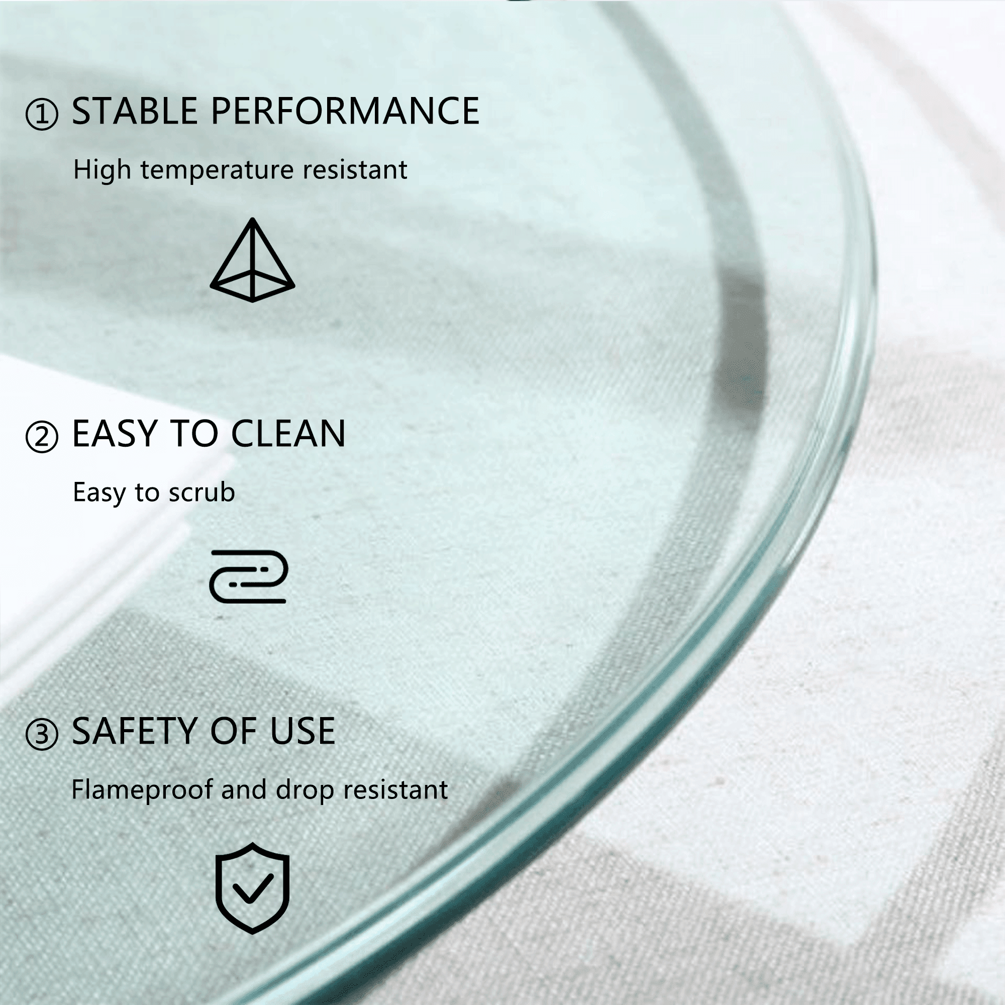 48 Inch Round Tempered Glass Table Top, Clear Round Glass Tabletop Replacement, 0.36" Thick Transparent Glass Sheet for Coffee Table, Side Table & Dining Turntable