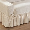 thumbnail image 2 of SureFit Essential Twill Loveseat Cover, Cotton Printed Loveseat Slipcovers with Ruffled Skirt, Neutral Floral, 2 of 7