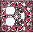 thumbnail image 4 of Metal Light Switch Plate Cover Mandala Pink Black Flower Tile Pattern MDL061, 4 of 13