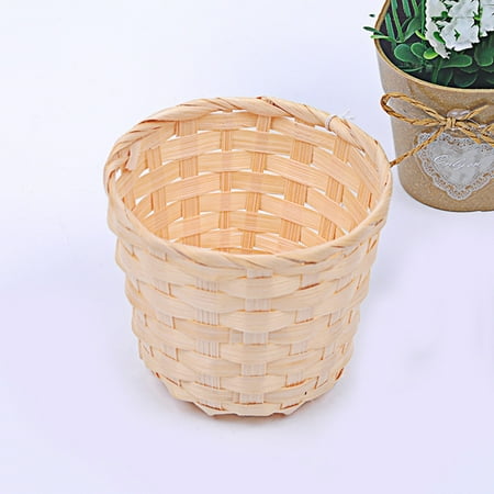 

YMH Bamboo Woven Basket Bra Sundries Organizer Rattan Plant Box Desktop Container