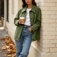 thumbnail image 5 of Iyufng Suede Casual Jackets for Women Long Sleeve Patch Pockets Women's Collared Button Down Short Outerwear, 5 of 9