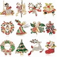 thumbnail image 1 of Juego de 12 broches de Navidad para mujer, con diamantes de imitación, corona de árbol de Navidad, muñeco de nieve, reno, adorno de Navidad, regalo, 1 of 7