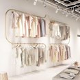 thumbnail image 4 of Rack de exhibición para ropa montado en pared, barra colgante de hierro pesado dorado, multiusos, para boutique y uso doméstico 400 cm, 4 of 7