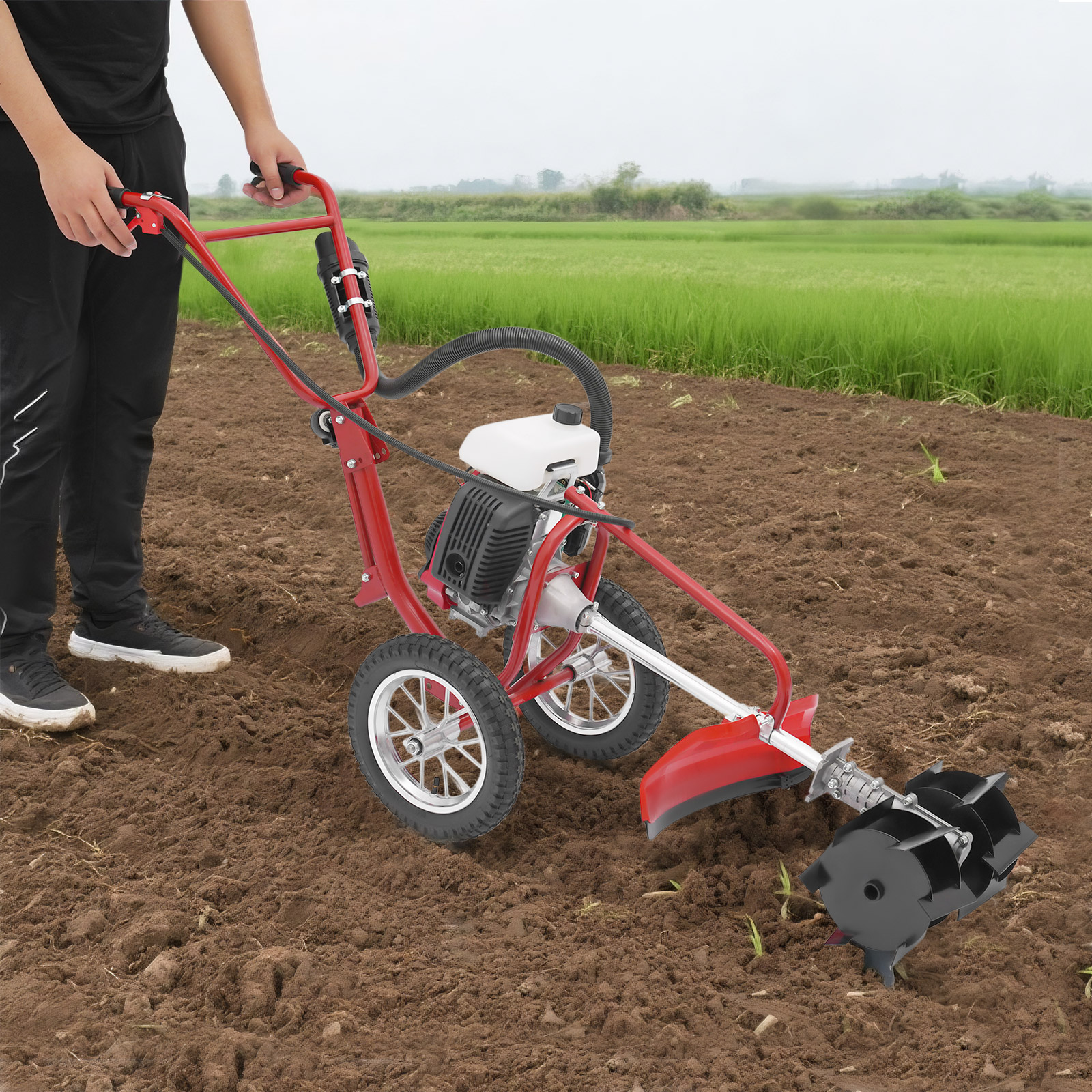 TFCFL 4-stroke Gasoline Engine Gasoline Cultivator Air-cooled Mini Cultivator Handheld Upright Micro Cultivator