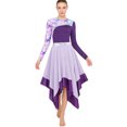 thumbnail image 7 of iixpin Women Liturgical Praise Dance Dresses Long Sleeve Printed Church Worship Dancewear For Themed Party Purple XL, 7 of 7