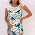 thumbnail image 2 of Camiseta sin mangas de encaje con estampado de mujer Camiseta sin mangas de empalme de cuello redondo Camiseta ligera y cómoda delgada OAVQHLG3B Store  lin121212, 2 of 5