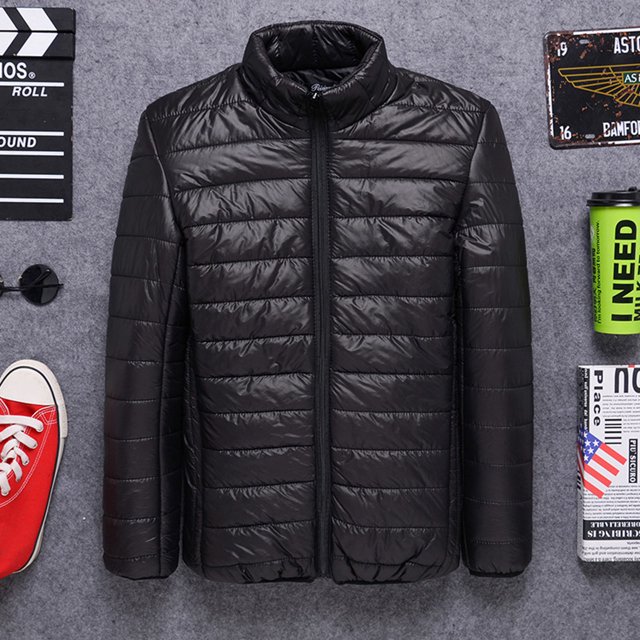 Veste Légère Rembourrée en Coton à Col Montant et Fermeture Éclair pour Hommes