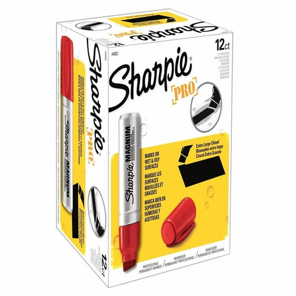 44002 Sharpie Magnum Jumbo Permanent Marker, Red Ink, Chisel Tip, Box