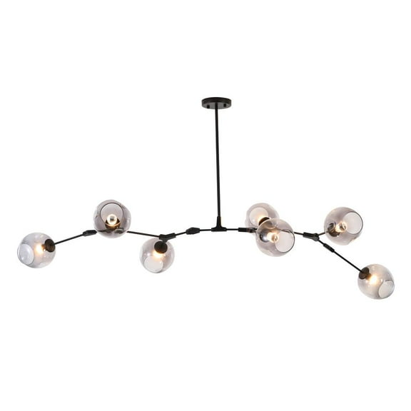 Bethel International Chandelier Black Metal & Glass