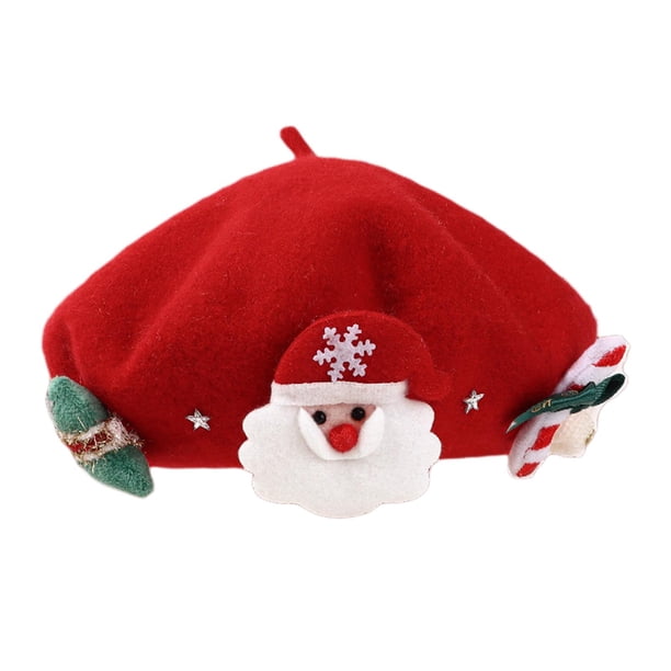 Boina navideña, sombrero de moda, disfraz, sombreros, decoración, transpirable, elegante, para mujer, dama francesa Rojo