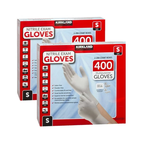 2 Pack Small Kirkland Signature Latex Free Nitrile Exam Gloves, 400