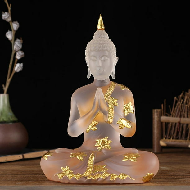 Escultura de Buda Feng Shui, Colección Budista de Tailandia, Figurita de Resina, Artesanal para , Altar de Meditación, Decoración de Oficin blanco 15x8x23cm Baoblaze Estatua de Buda de resina
