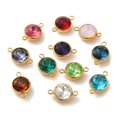 thumbnail image 1 of Ion Plating(IP) Golden Plated 304 Stainless Steel Connector Charms with Glass Rhinestone Flat Round Links Mixed Color 21x14x8mm Hole: 2mm, 1 of 3