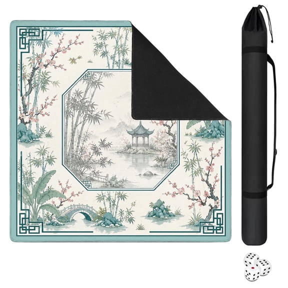 31.5" x 31.5" American Mahjong Square Mat, Anti-Slip Base & Noise Reduction, Easy-to-Read Printed Rules, Table Cover for Mahjong, Poker, Dominoes and Tile Games