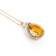 thumbnail image 3 of Galaxy Gold 14K Solid Rose Gold 16" Necklace with Natural Diamonds and a Pear-Shaped Citrine, 14"-24" Sizes, November Birthstone, Symbol of Warmth, 3 of 5