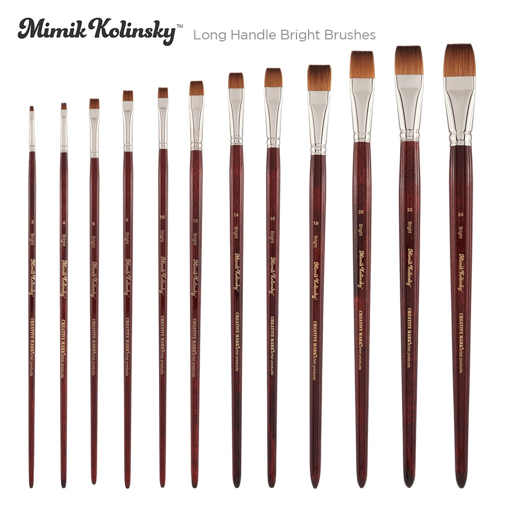 Creative Mark Mimik Kolinsky Watercolor Brush - # 2 Bright - Long Handle Synthetic Paint Brush - Handmade in Germany - Synthetic Sable Paint Brushes for Professional Artists - Animal-Friendly
