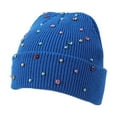 thumbnail image 4 of AWZXDE Beanie Hats For Women Colorful Beaded Knitted Cap Versatile Style Warm For Autumn And Winter Sky Blue, 4 of 4