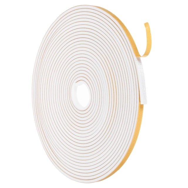 Cinta de sellado para puertas Uxcell, cinta de espuma autoadhesiva fuerte, relleno de huecos para puertas y ventanas, 1/4 de pulgada x 1/8 de pulgada x 26 pies, blanca