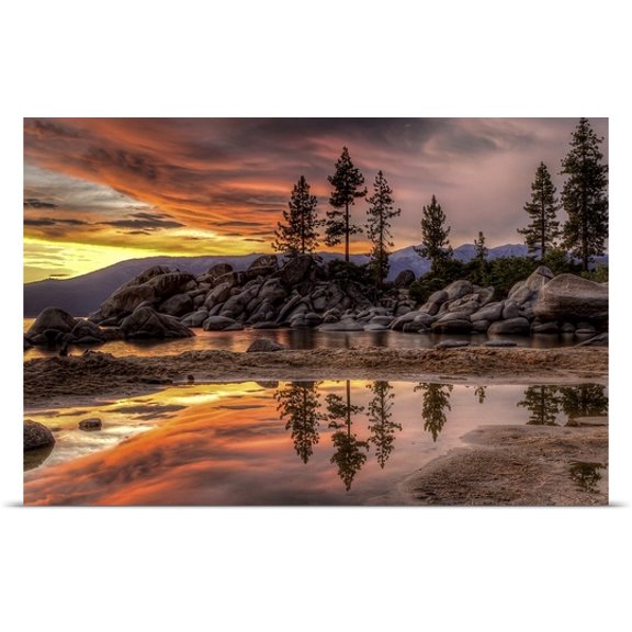 Great BIG Canvas Lee Molof Poster Print entitled Tahoe Sunset Reflections