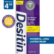 Desitin Maximum Strength Zinc Oxide Diaper Rash Cream, 2-Pack, 4 oz