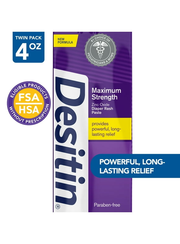 Desitin Maximum Strength Zinc Oxide Diaper Rash Cream, 2-Pack, 4 oz