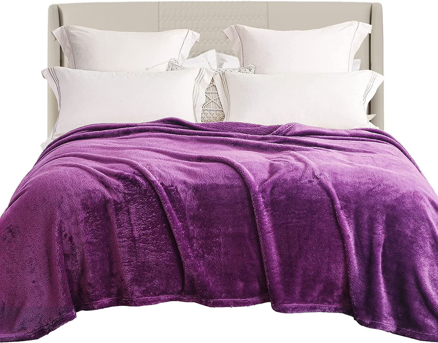 Exclusivo Mezcla Plush Fuzzy Fleece Queen Size Bed Blanket, Super Soft