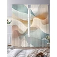 thumbnail image 3 of Abstract Water Ripple Sheer Curtains 96 Inches Long 2 Panels Brown Blue Gradient Stitching Light Filtering Semi Sheer Window Curtains Drapes for Bedroom Living Room 52"x96", 3 of 7