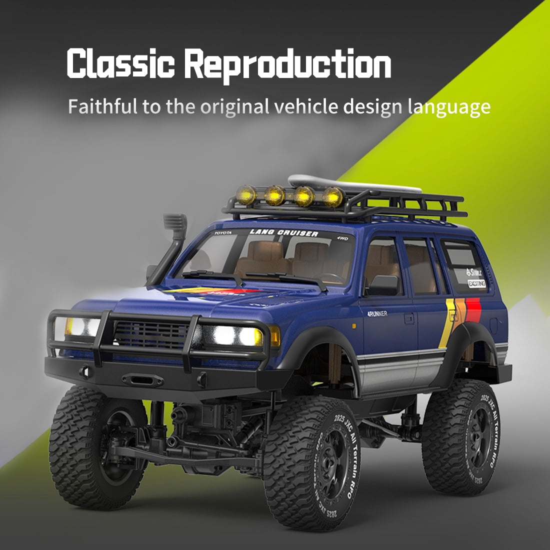 1:12 Scale Land Cruiser RC Car, 2.4GHz Remote Control Climbing Car with Full-Proportional Control System & LED Lights, 4WD Off-Road RC Rock Crawler Model for Adults