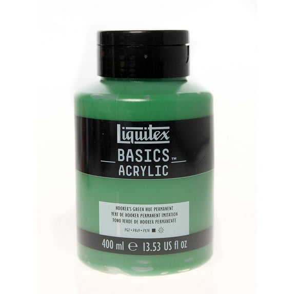 Basics Acrylics Colors Hooker's green hue permanent, 13.5 oz., flat cap squeeze bottle (pack of 2)