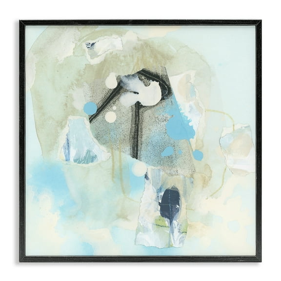 Stupell Industries Soft Blue Complex Abstraction Abstract Painting Black Framed Art Print Wall Art, 12 x 12