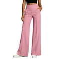 thumbnail image 3 of Wide Leg Palazzo Pants for Women Elastic Waist Summer Work Trousers Straight Leg Dressy Pants with Pockets Teacher Outfits L, 3 of 7