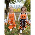 thumbnail image 5 of BemeyourBBs Kids Toddler Baby Girls Halloween Outfit Baby Girl Summer Fall Clothes Romper Overalls Cute Ghost Pumpkin Print Flare Pants Bell Bottom Jumpsuit Overalls, 5 of 9