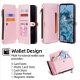 thumbnail image 4 of Compatible with Google Pixel 9 / 9 Pro Crossbody Wallet Case,Flip Folding Kickstand,With Card Slots,Long Strap&Short Strap,Zipper Pocket,Shockproof Heavy Duty PU Leather Phone Case,Pink, 4 of 8