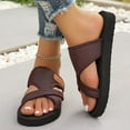 thumbnail image 4 of Stylago Women Men Mesh Slippers Toe Ring Flat Sandals Slip on Summer Outdoor Casual Slide Shoes Wide Width Comfortable Sandal Brown Size 7.5, 4 of 7