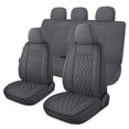 thumbnail image 1 of Juego completo de fundas para asientos de coche CAROMOP, piel sintética, color gris, 1 of 9