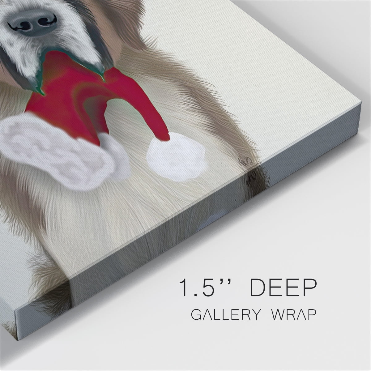 St Bernard and Christmas Hat- Gallery Wrapped Canvas
