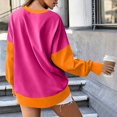 thumbnail image 4 of Women Color Block Pullover V Notch Crew Neck Sweatshirt Raglan Long Sleeve Sweatshirts Contrast Side Pocket L, 4 of 6