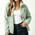 thumbnail image 2 of DYTTDG Women's Stand Collar Full Zip Fuzzy Fleece Jacket, Solid Long Sleeve Casual Coat with Side Pockets Lightweight Outerwear for Spring Fall Daily Outdoor Wear, 2 of 7