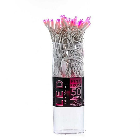 Kurt S. Adler UL 5mm Frosted LED White Wire Kurt Adler 50 Pink Light Set