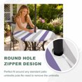 thumbnail image 4 of Round Outdoor Tablecloth with Umbrella Hole and Zipper, Purple Grey Striped Tablecloth with Elastic Waterproof, Minimalist Farmhouse Stripe Patio Table Covers for 31" - 35" Picnic Pool Tables, 4 of 9
