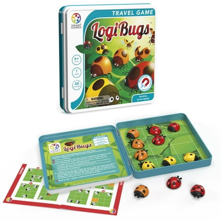 SmartGames LogiBugs Metal Box Magnetic Travel Game with 48 Challenges for Ages 6 - Adult
