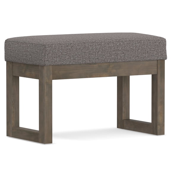 Milltown 27 inch Wide Solid Wood Contemporary Footstool Small Ottoman Bench in Pebble Grey