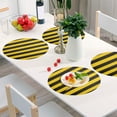 thumbnail image 6 of Ryvnso Yellow Stripes Line Pattern Round Plate Mats Dining Table Placemat Set of 4 for Holiday Decoration, 6 of 7