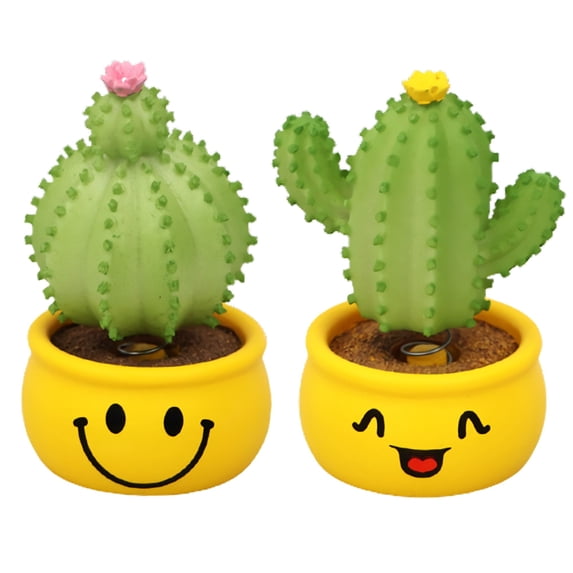 Sheebo Office Desk Décor Ornament Cute Green Plant Bobblehead Cactus (Happy & Smiley)