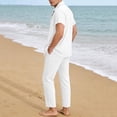 thumbnail image 6 of BLTIBY Mens Summer Set 2 Piece Beach Outfits Short Sleeve Button Down and Drawstring Pants Matching Vacation Sets with Pockets White S, 6 of 6
